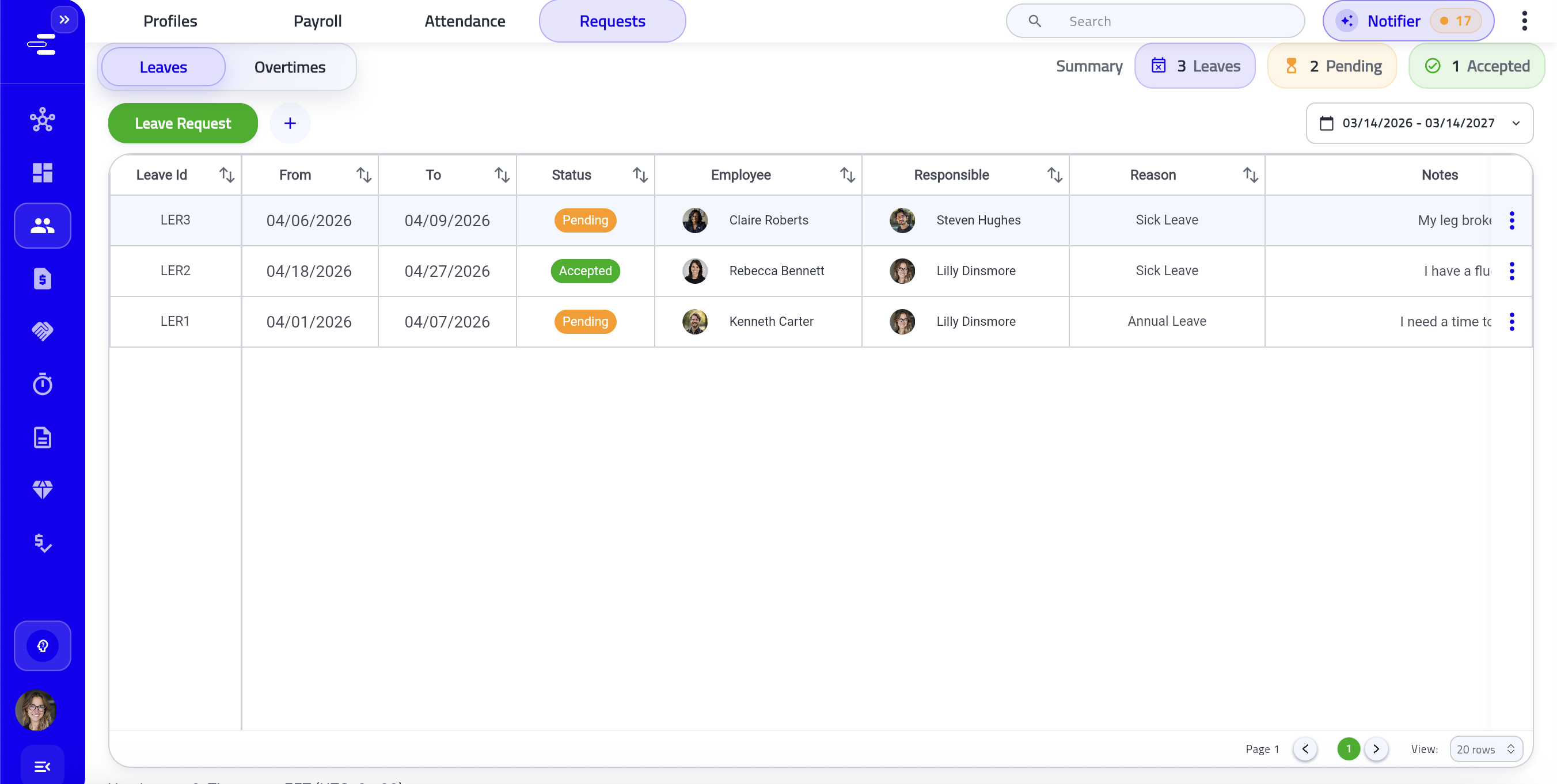 Stark leaves module view